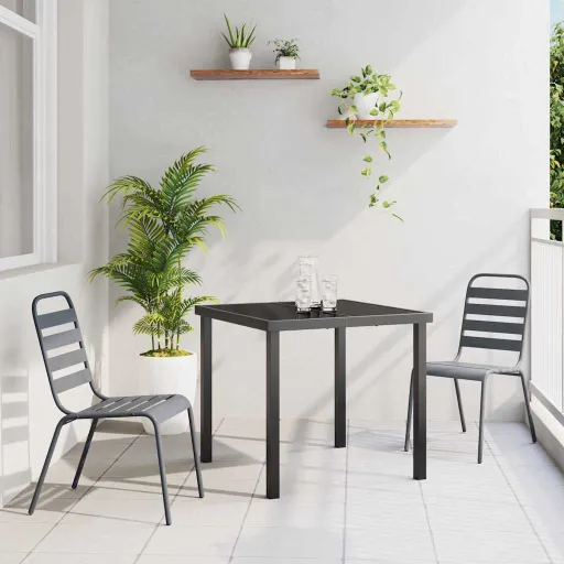 Conjunto de Comedor de Jardín   Antracita (3 pcs)