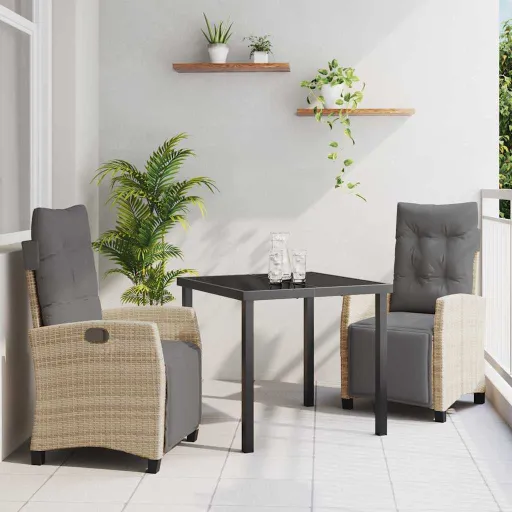Conjunto de Comedor de Jardín   Beige Ratán Sintético (3 pcs)