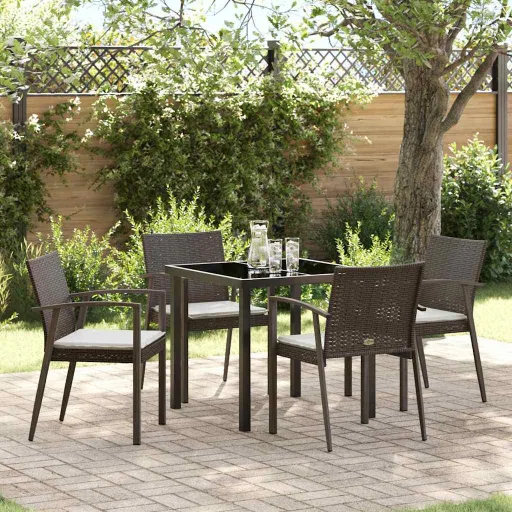 Conjunto de Comedor de Jardín   Marrón y Negro (5 pcs)