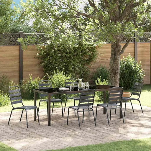 Conjunto de Comedor de Jardín   Antracita (7 pcs)