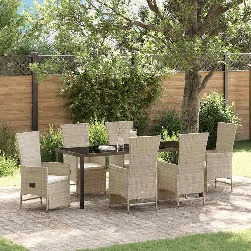 Conjunto de Comedor de Jardín   Beige Ratán Sintético (7 pcs)