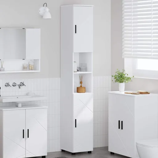 Gabinete de Baño 30 x 35 x 192 cm Madera Contrachapada & Metal