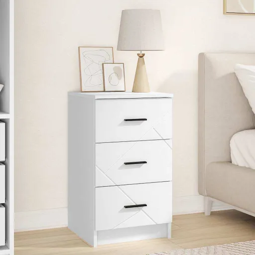 Armario de Noche Blanco 38 x 38 x 66 cm Madera Contrachapada