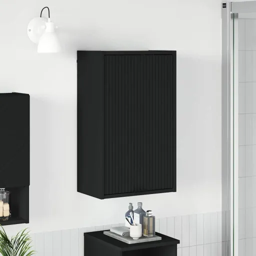 Gabinete de Baño Montaje en la Pared Negro 39 x 23,5 x 65 cm