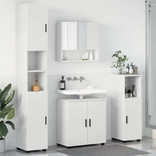 Juego de Muebles de Baño   Madera Contrachapada & Metal (4 pcs)