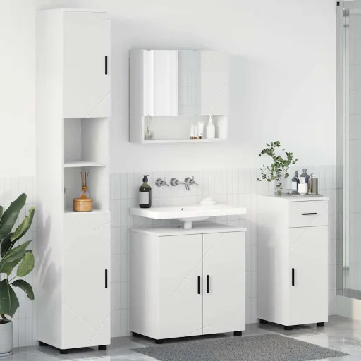 Juego de Muebles de Baño   Madera Contrachapada & Metal (4 pcs)
