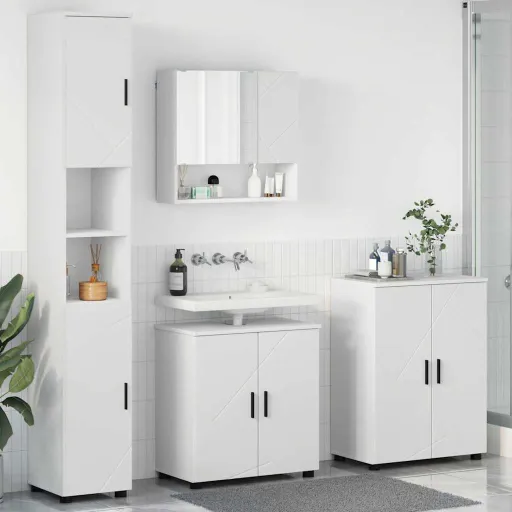 Juego de Muebles de Baño   Madera Contrachapada & Metal (4 pcs)