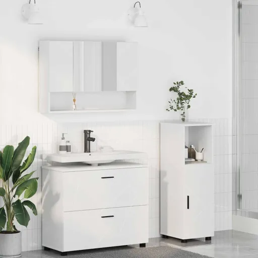 Juego de Muebles de Baño   Madera de Ingeniería y Metal (3 pcs)