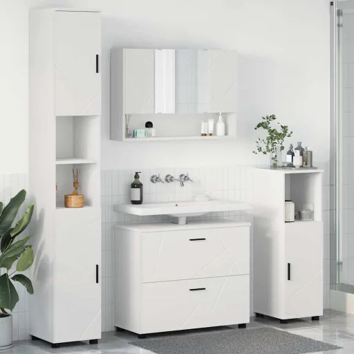 Juego de Muebles de Baño   Madera Engineered y Metal (4 pcs)