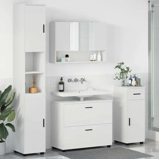 Juego de Muebles de Baño   Madera Engineered y Metal (4 pcs)