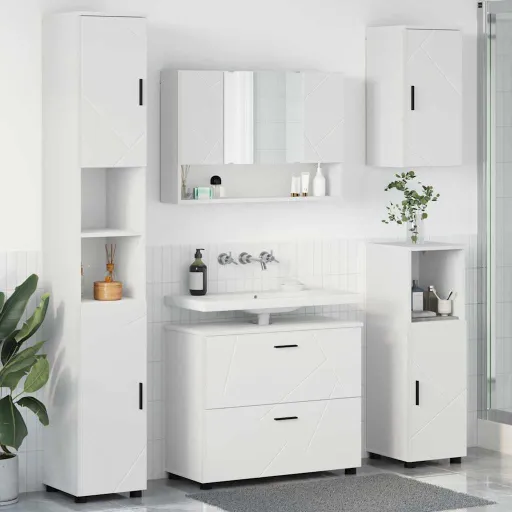 Juego de Muebles de Baño   Madera Engineered y Metal (5 pcs)