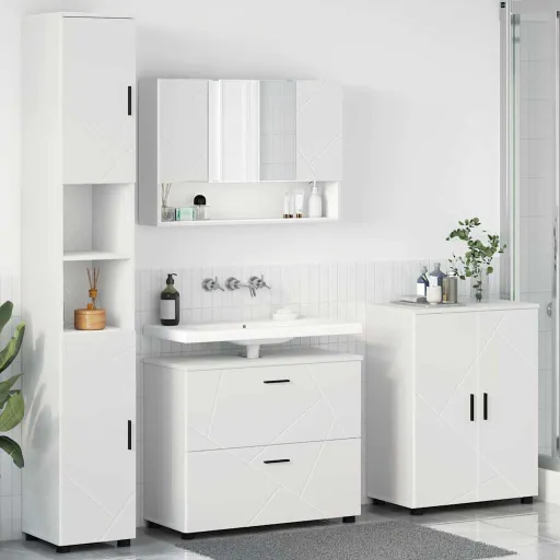 Juego de Muebles de Baño   Madera Engineered y Metal (4 pcs)