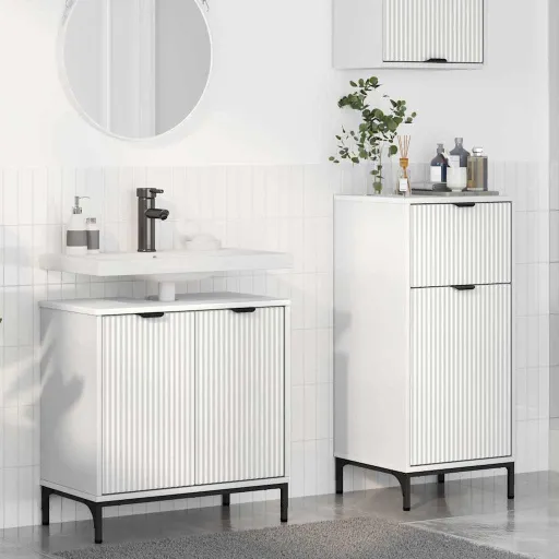 Juego de Muebles de Baño   Madera Engineered y Metal (2 pcs)