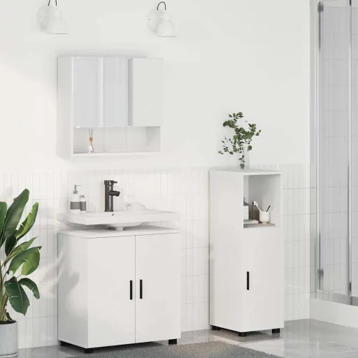 Juego de Muebles de Baño   Madera Contrachapada & Metal (3 pcs)