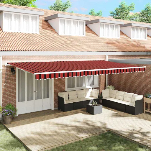 Toldo Retráctil Manual Naranja y Marrón 600 x 300 cm