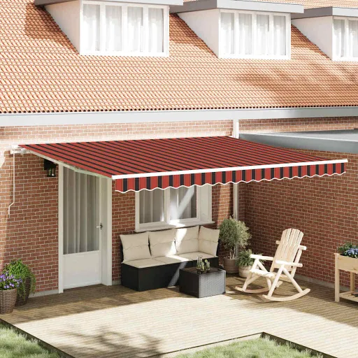 Toldo Retráctil Manual Naranja y Marrón 450 x 300 cm