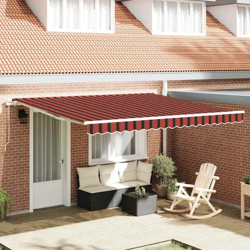 Toldo Retráctil Manual Naranja y Marrón 400 x 300 cm