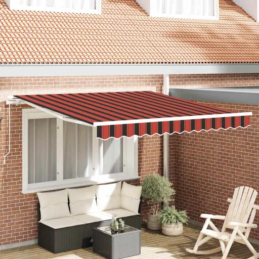 Toldo Retráctil Manual Naranja y Marrón 350 x 250 cm