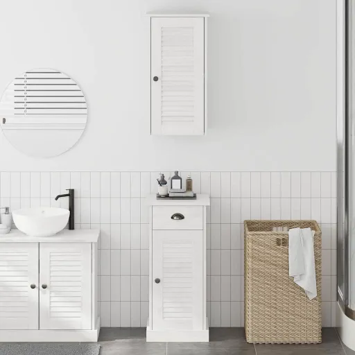 Juego de Muebles de Baño Con Cajón VIGO   Marrón y Blanco (2 pcs)