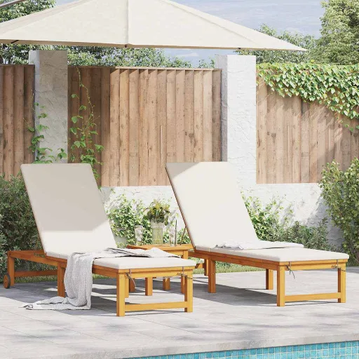 Tumbona   Marrón 202 x 53 x 89 cm Madera de Acacia Sólida (2 pcs)