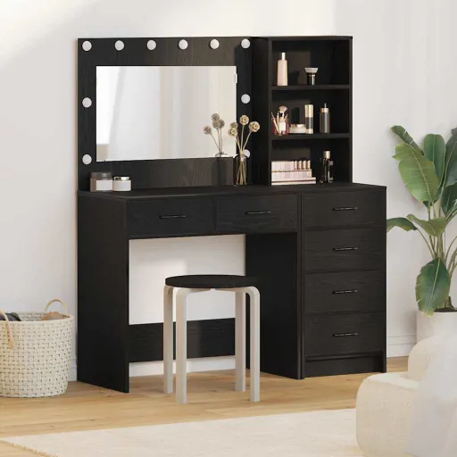 Mesa de Tocador Negro 78.5 x 41 x 135 cm Madera Contrachapada