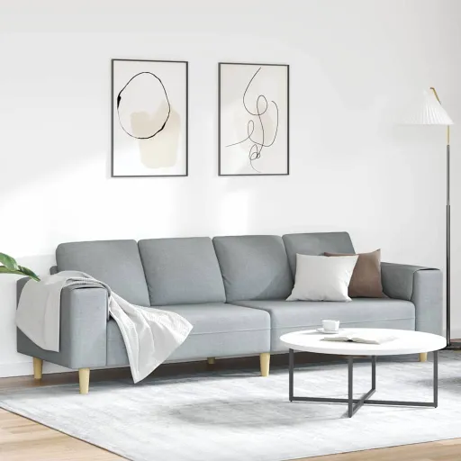 Sofá de Sala Gris Claro 250 x 77 x 76 cm Poliéster