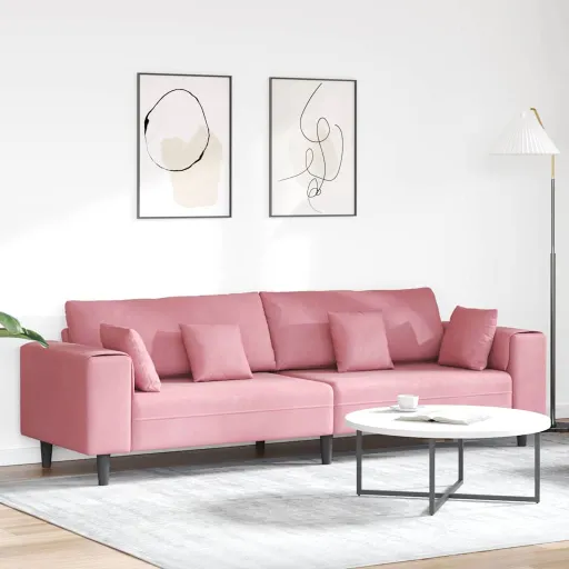 Sofá Con Cojín Rosa 250 x 77 x 76 cm Terciopelo