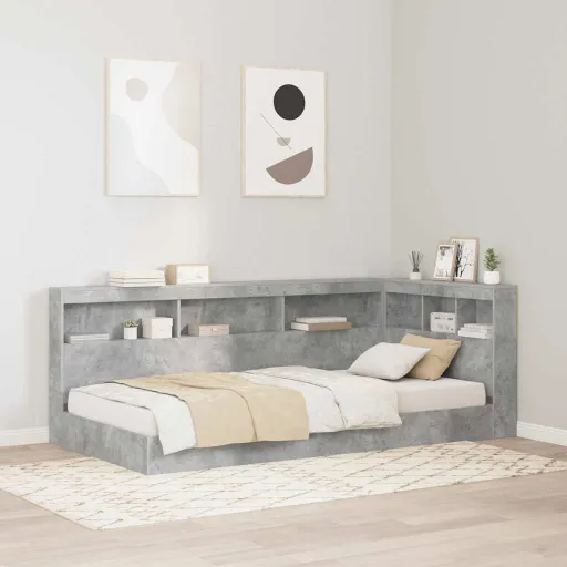Cabecera de Almacenamiento Con Estante Gris Concreto 100 cm