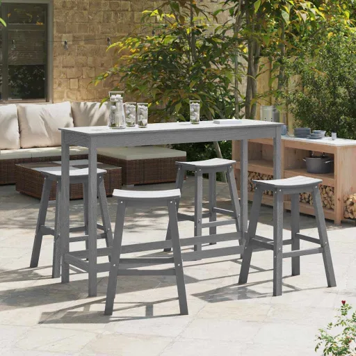 Juego de Bar en el Jardín   Gris Claro HDPE (4 pcs)
