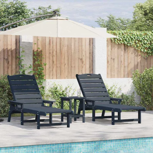Tumbona   Azul Marino 195,5 x 53 x 98,5 cm Polietileno (2 pcs)