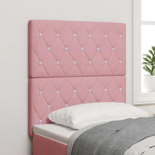 Cabecero de Terciopelo Argyle Manual Rosa 80 cm Terciopelo