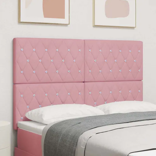 Cabecero de Terciopelo Argyle Manual Rosa 160 cm Terciopelo