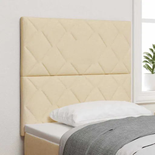 Cabecero de Tela Geométrico Con Cabecera Crema 90 cm Tela