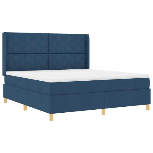 Cama Con Somier Con Colchón Con Cabecera Azul 180 x 200 cm Tela