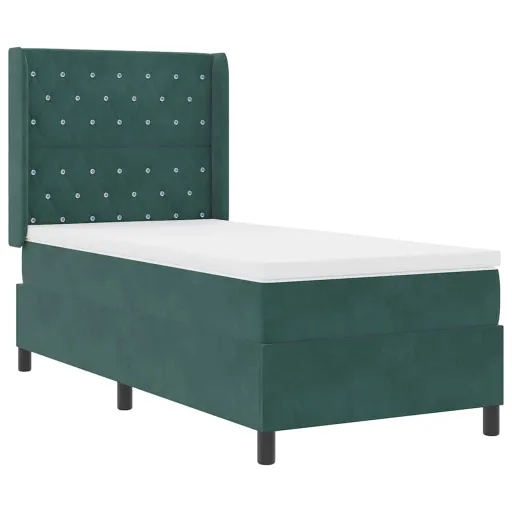 Cama Tipo Box Spring Verde Oscuro 90 x 190 cm Terciopelo