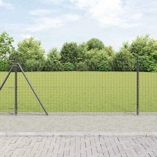 Valla Con Poste Gris 1 x 10 m Acero y PVC