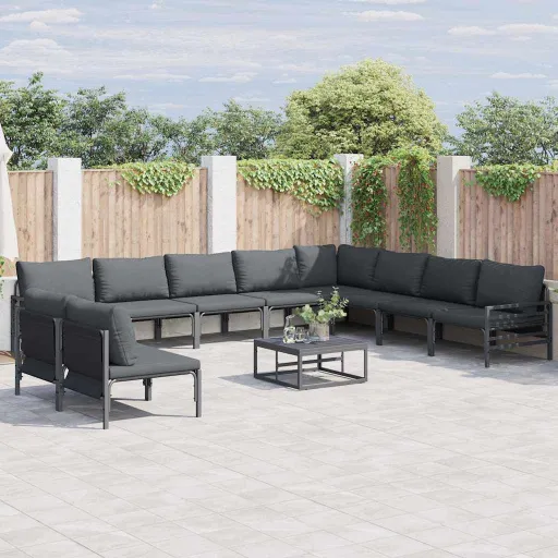 Conjunto de Sofá de Jardín Antracita Acero