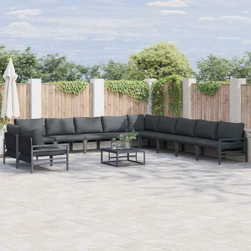 Conjunto de Sofá de Jardín Con Cojín Antracita Acero
