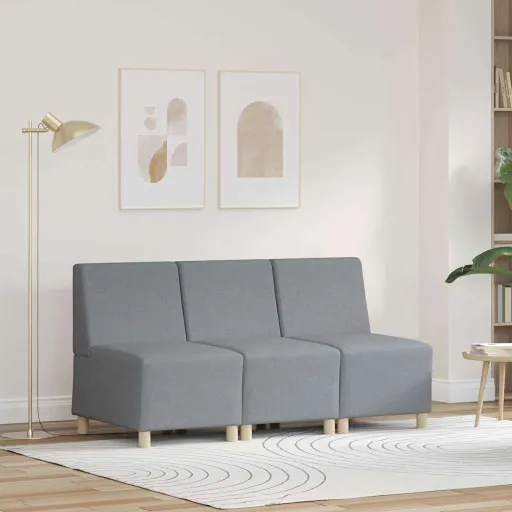 Unidad de Sofá Modular Sin Brazos   Gris Claro (3 pcs)