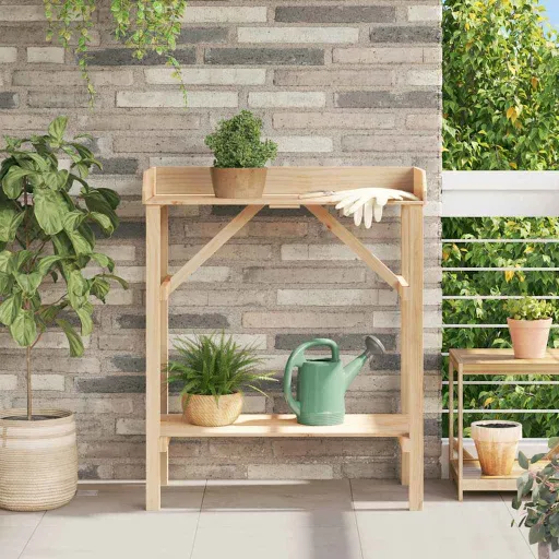 Mesa de Trasplante Con Estante Natural 75 x 40 x 90 cm
