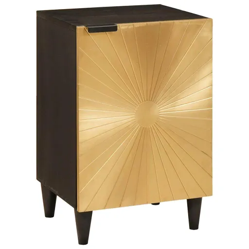 Mueble de Cuarto de Baño Negro y Dorado 38 x 33 x 58 cm