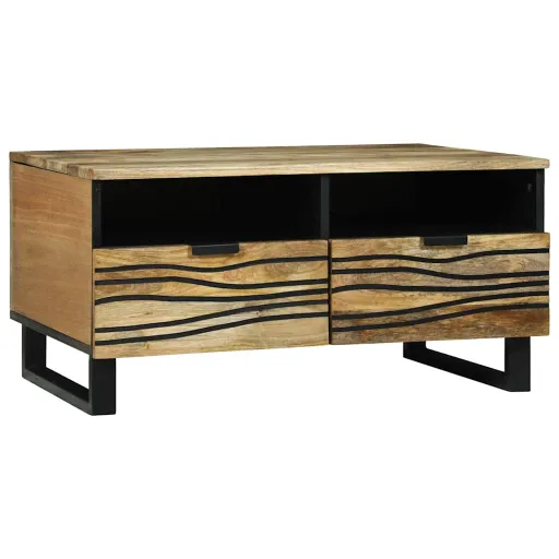 Mesa de Café Con Cajón Marrón y Negro 80 x 54 x 40 cm