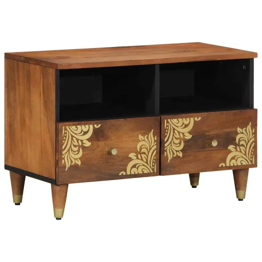 Mueble de TV Marrón Miel 70 x 33 x 46 cm Madera de Mango Maciza