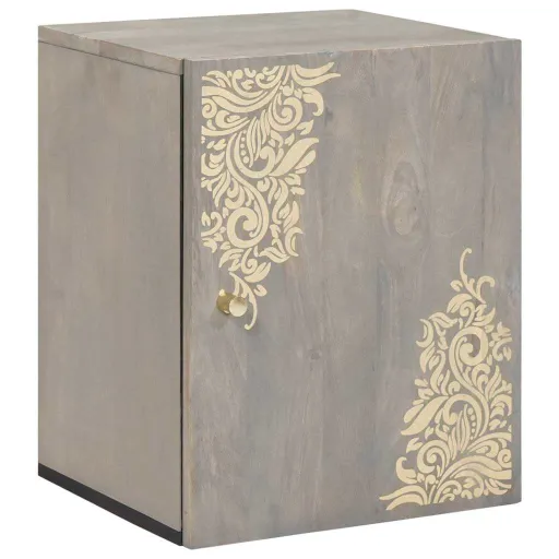 Armario de Pared Gris 38 x 33 x 48 cm Madera de Mango Maciza