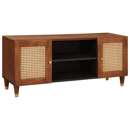 Mueble de TV Marrón 105 x 33,5 x 46 cm Madera de Mango Maciza