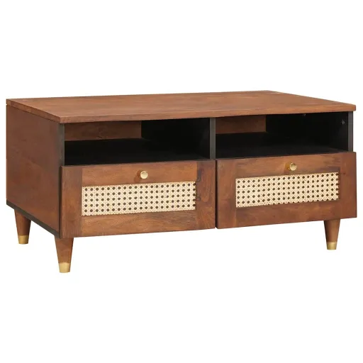 Mesa de Café Con Cajón 80 x 54 x 40 cm Madera de Mango Maciza