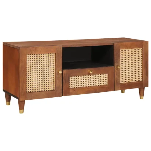Mueble de TV Marrón 105 x 33,5 x 46 cm Madera de Mango Maciza