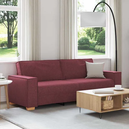 Sofá de 3 Plazas  de Tela Color Rojo Vino, 180 cm