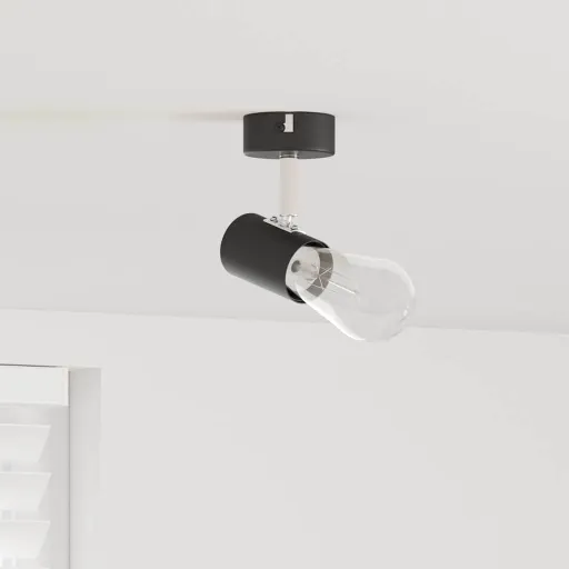 Foco de Techo Con Focos Negro 6,5 x 6 x 11,5 cm Metal
