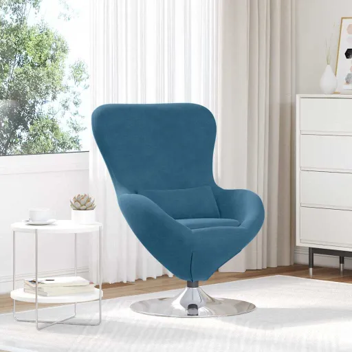 Sillón Huevo Azul Terciopelo